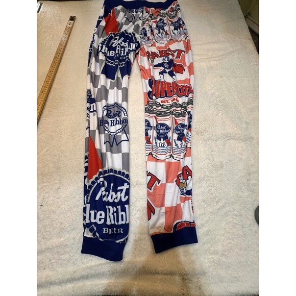 Mens Pajama Pants Lounge Pabst Blue Ribbon Size Small Sleep Jogger Beer Can PBR - Picture 13 of 16